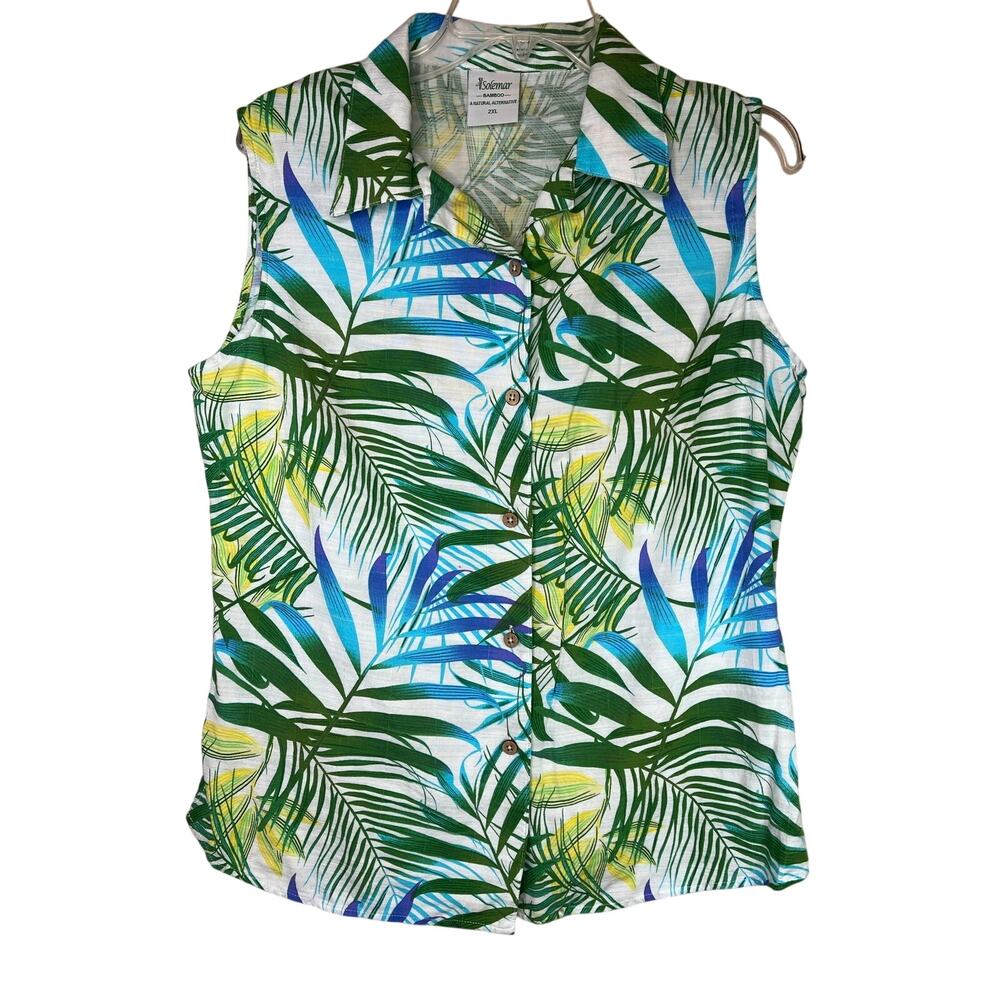 Solemar bamboo/cotton blend sleeveless button up shirt, 2XL, EUC